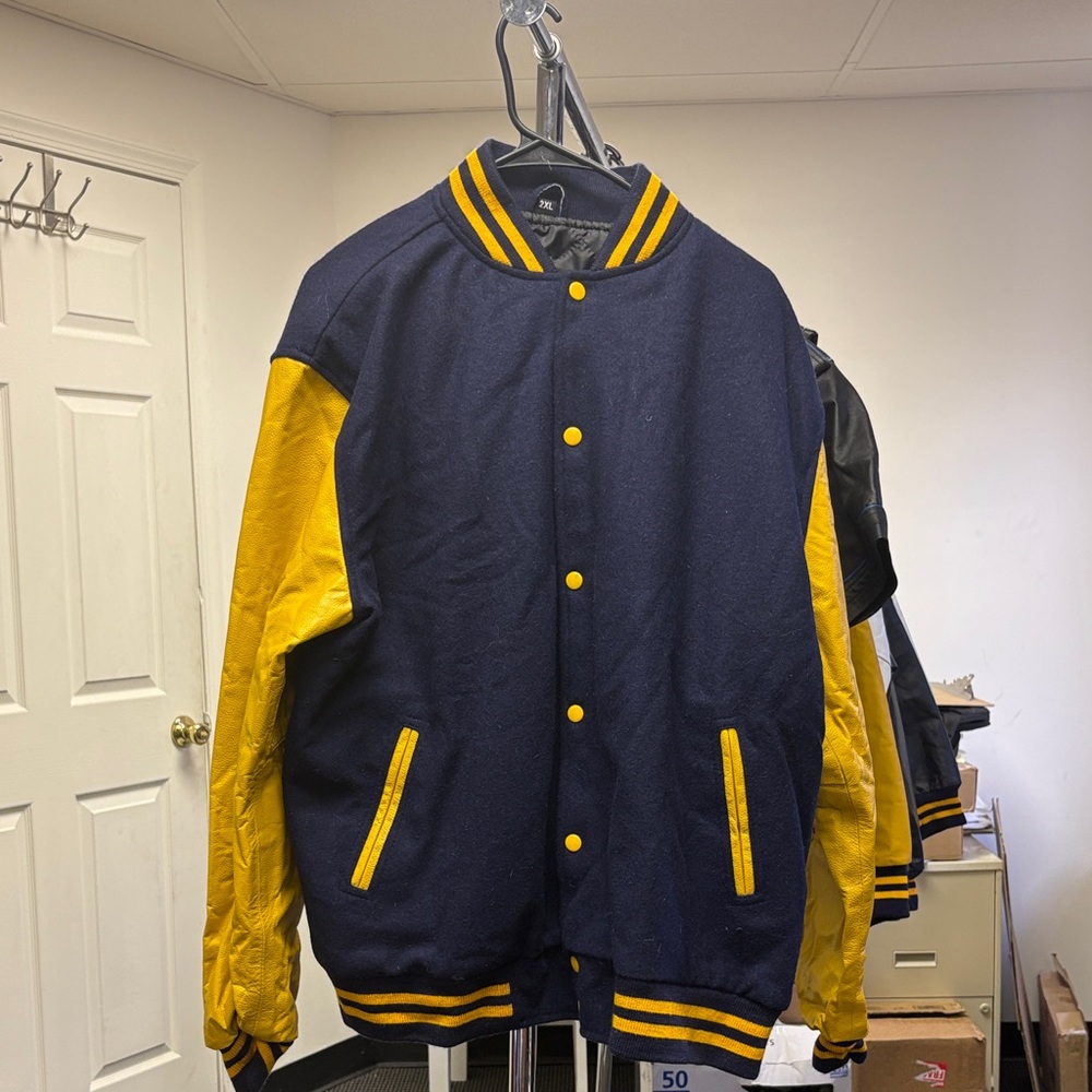 Navy & Yellow Varsity Jacket - Classic Men’s Letterman Coat
